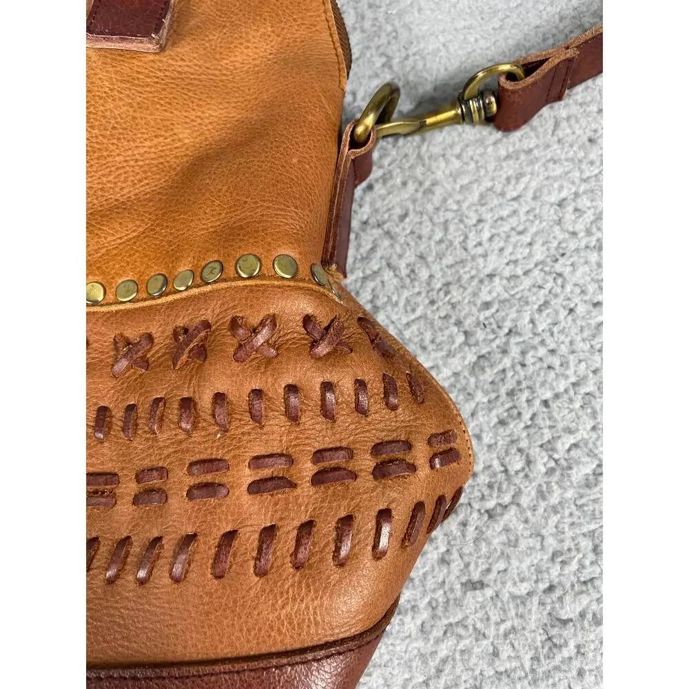 Anabaglish Womens Large Brown Leather Purse Embroidered Satchel - Picture 11 of 13